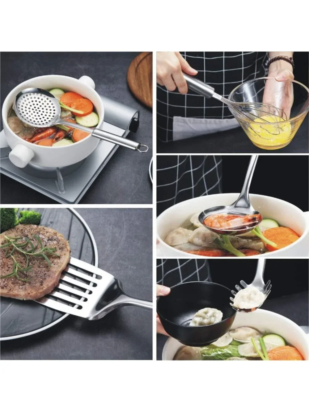 8-Piece Stainless Steel Cooking Utensil Set with Stand, Kitchen Tools